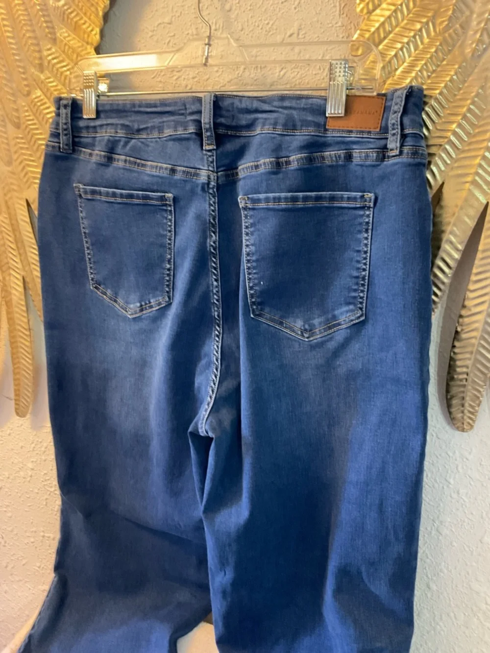 Flying Banana Y2K high rise wide legs blue denim jeans Women 14M - Picture 5 of 6